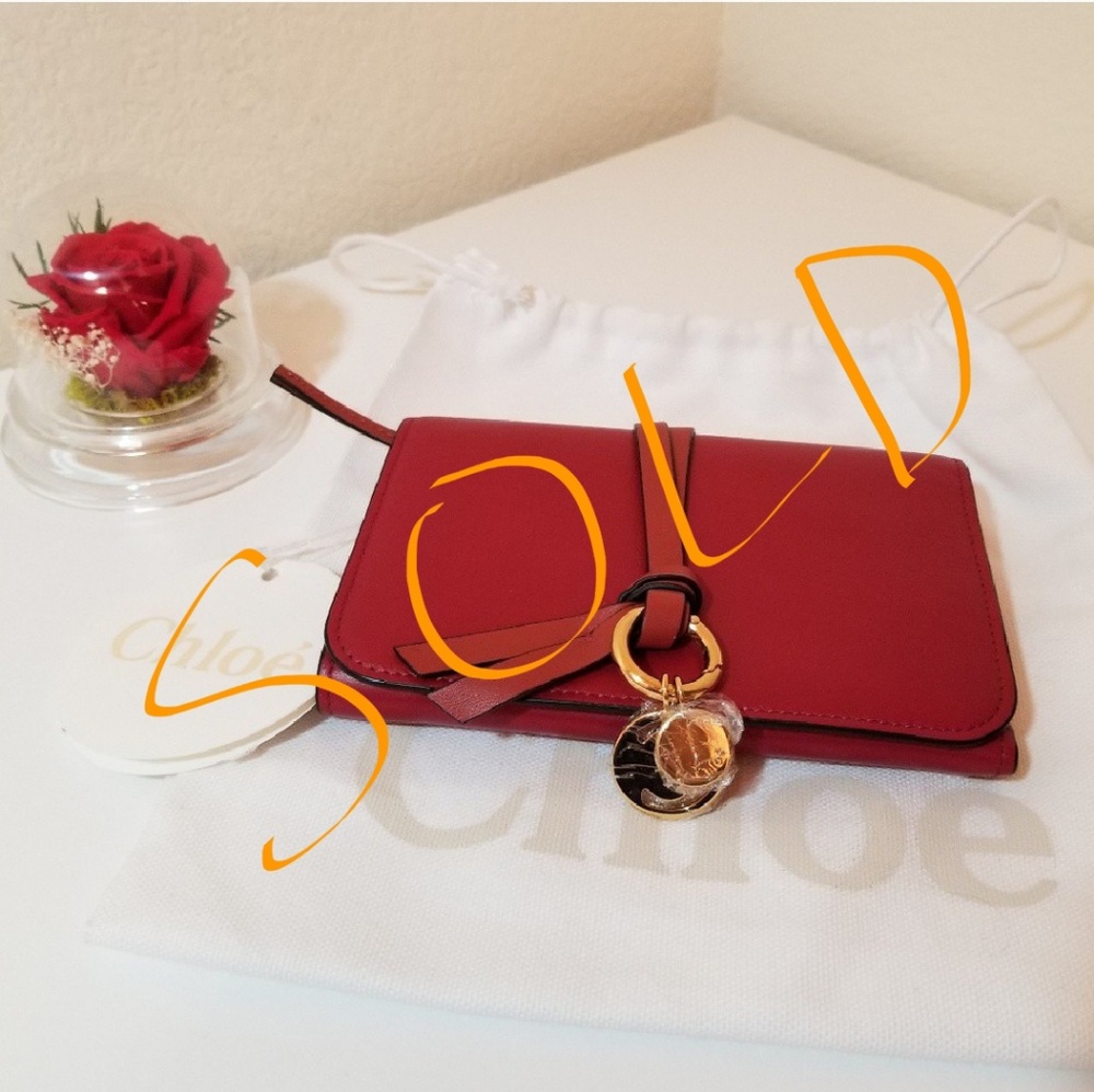 Chloe Alphabet Smooth Leather Compact Wallet RED